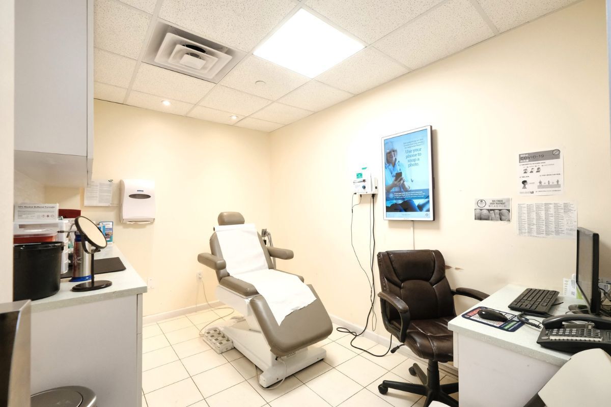 Dermatologist consultation room prepared for a new patient visit in New York