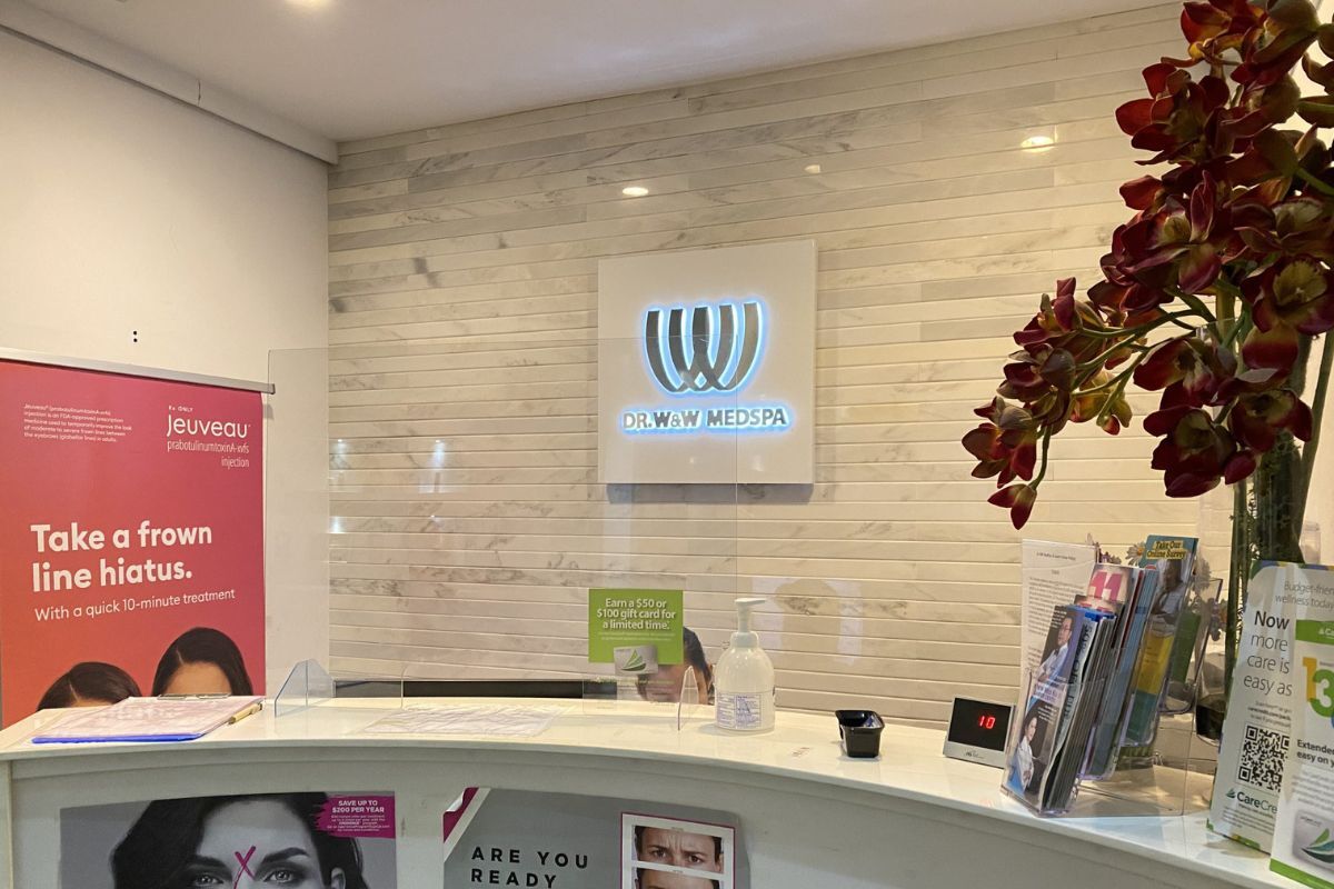 Patient check-in counter at a DR WW Dermatology office