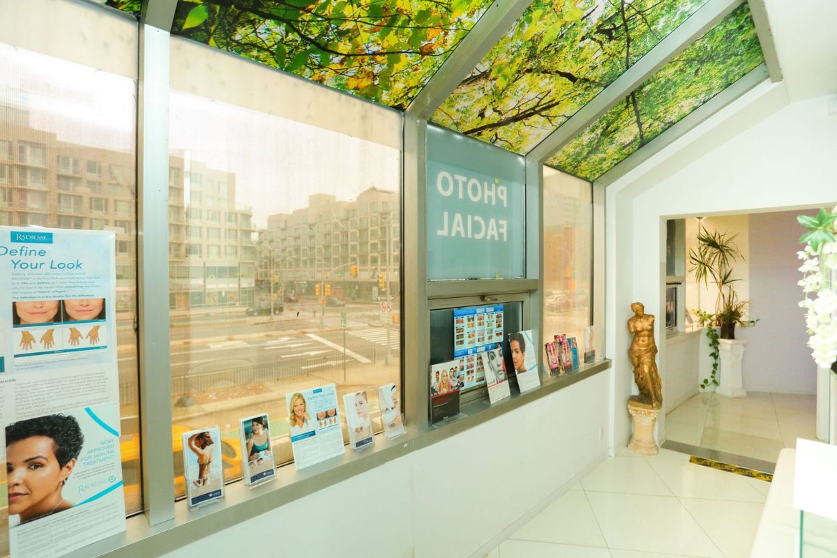 Photofacial treatment suite with window view Photofacial treatment suite with window view at a DR WW Dermatology office