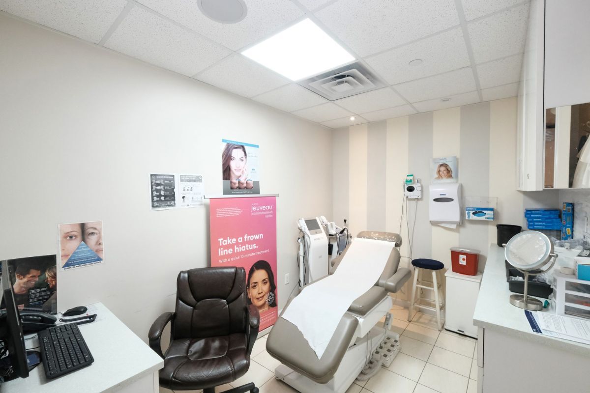 Dermatology exam room for medical skin evaluations at a DR WW office in New York